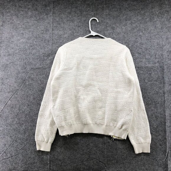 Anthropologie Moth White Sweater Womens S Textured Knit Crewneck Side Zip - Picture 2 of 10